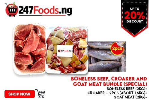 Boneless beef,  Croaker and Goat meat Bundle (Special)